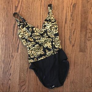 Vintage Maxine Hollywood metallic wrap swim suit 12